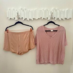 SOMA | Matching casual striped tee & solid shirt •cool nights